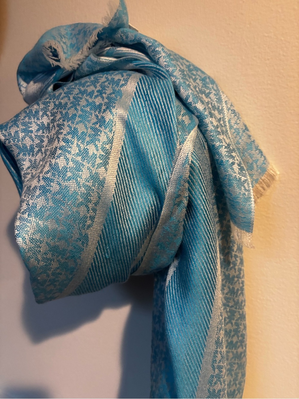 Michael Kors Logo MK Turquoise Blue Scarf Shawl , wrap